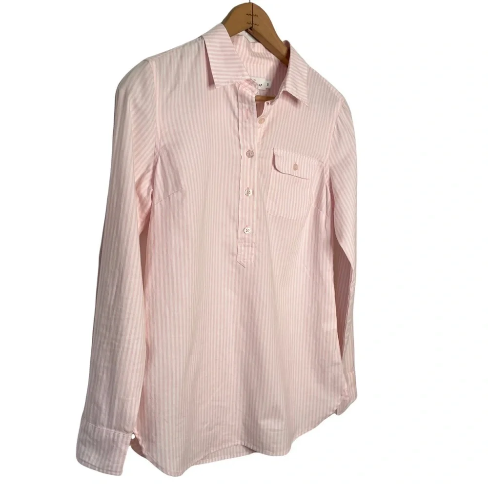 Vineyard Vines | Pink And White Striped Popover Shirt - Picture 2 of 7